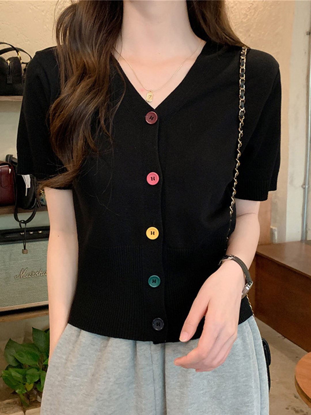 LULU & SKY V-Neck Short Sleeve Top