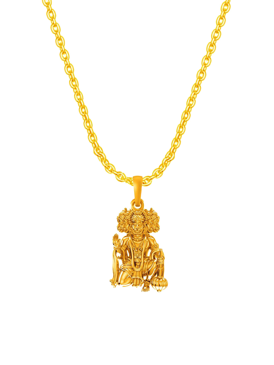 Metronaut Men 92.5 Silver 22KT Gold-Plated Panchmukhi Hanuman Pendant with Anchor Chain