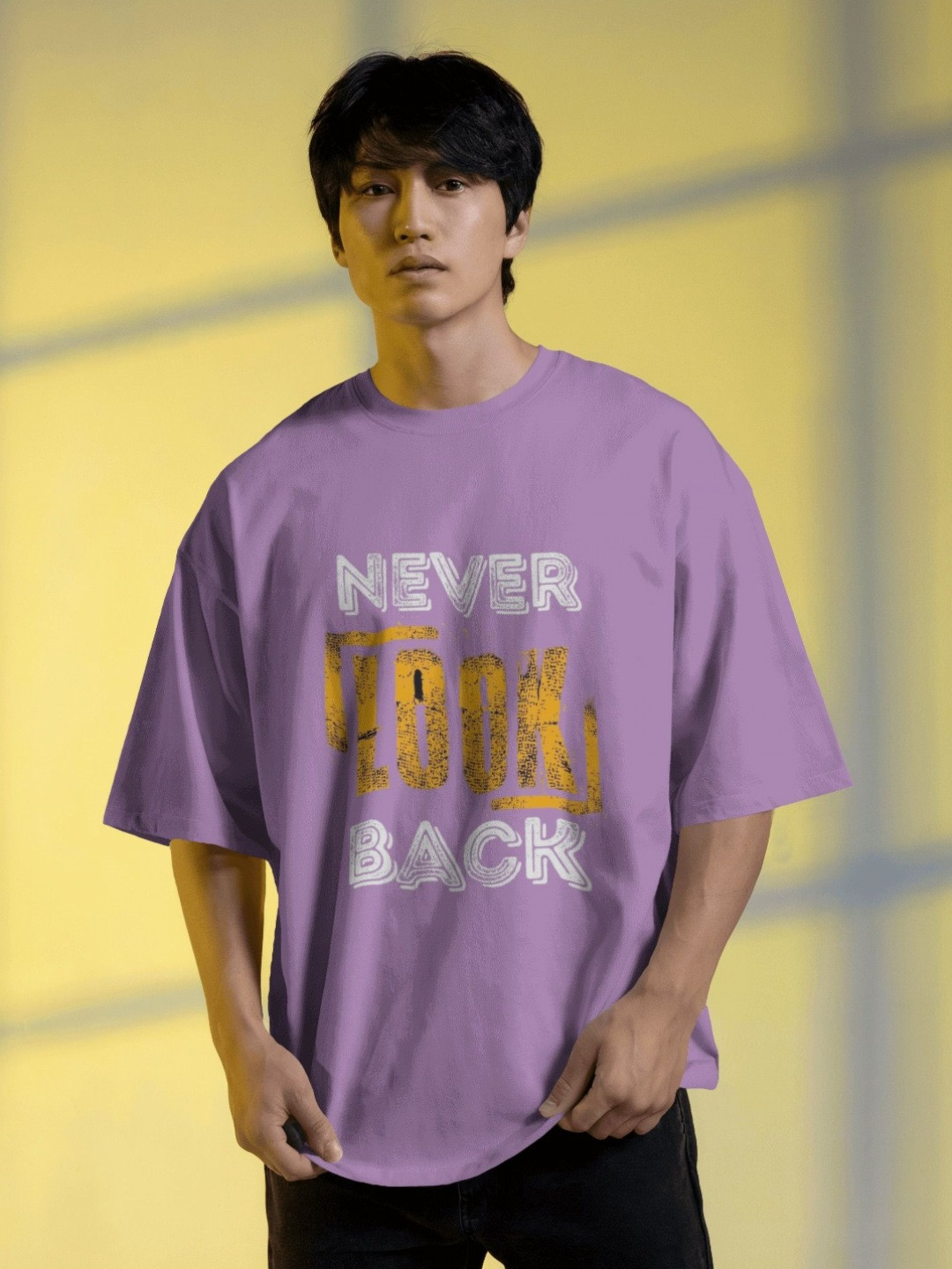 Silver Moon Clothing Men Oversized Typography T-shirt