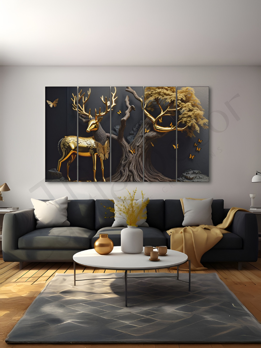 The Castle Decor Black And Gold-toned Wood Birds and Animals Wall Art