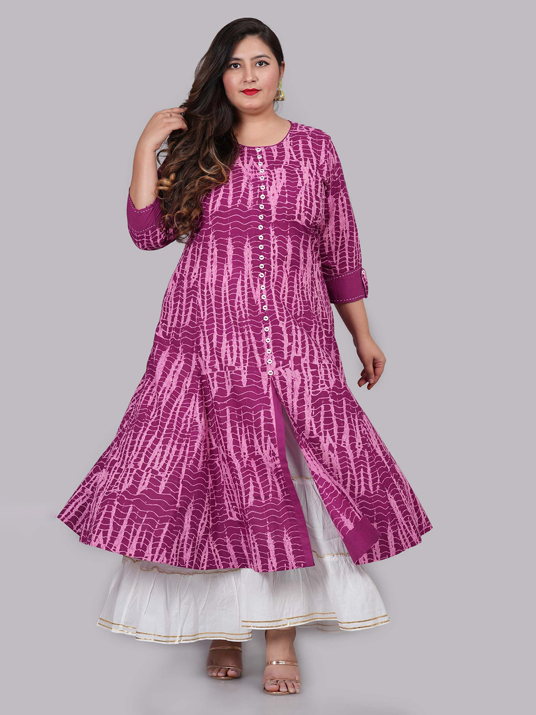 IKRASS Women Plus Size Abstract Printed Festive Cotton A-Line Kurtas