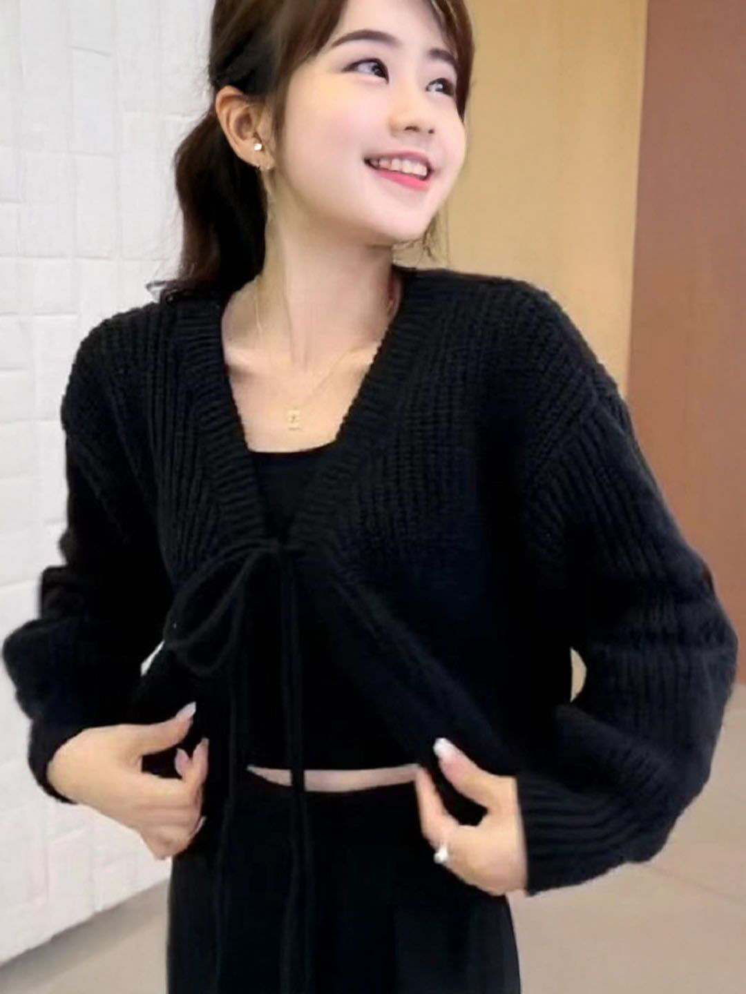 StyleCast Women V-Neck Woollen Cardigan