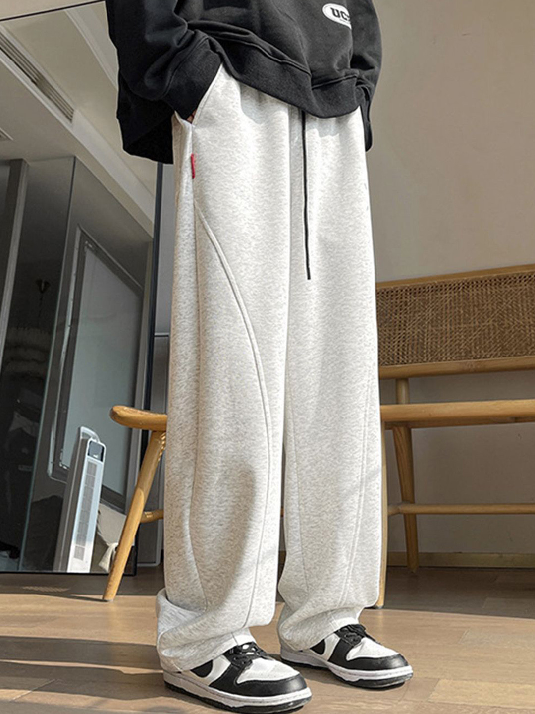 StyleCast Men Loose Fit Piping Design Mid Rise Relaxed Fit Track Pant