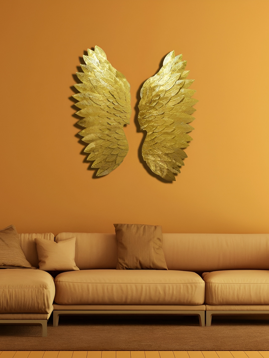 THREADVIBE LIVING Angel Wings Metal Glossy Hanging Hall 2Pcs Wall Plates