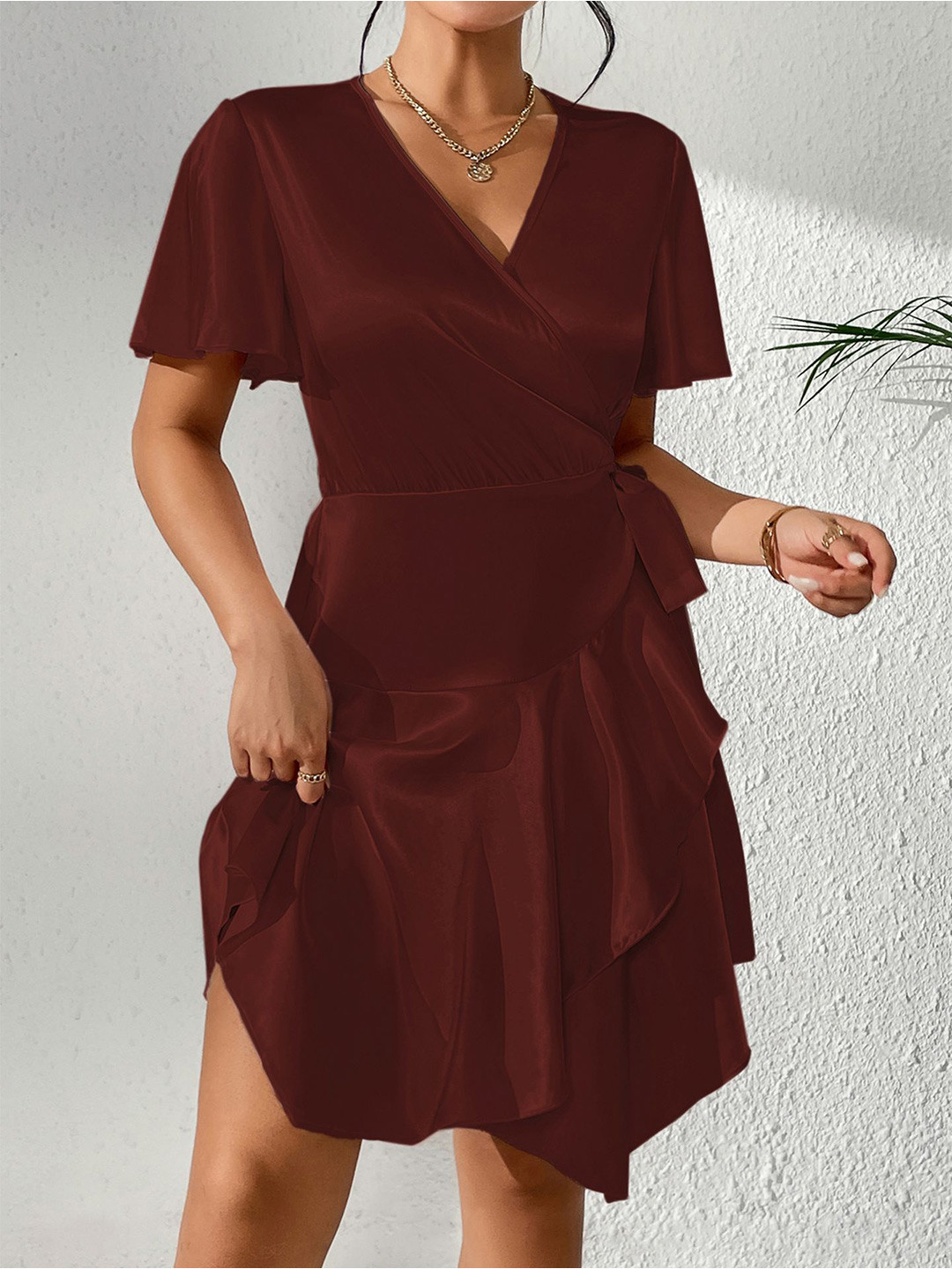 StyleCast x Revolte Maroon A-Line Dress