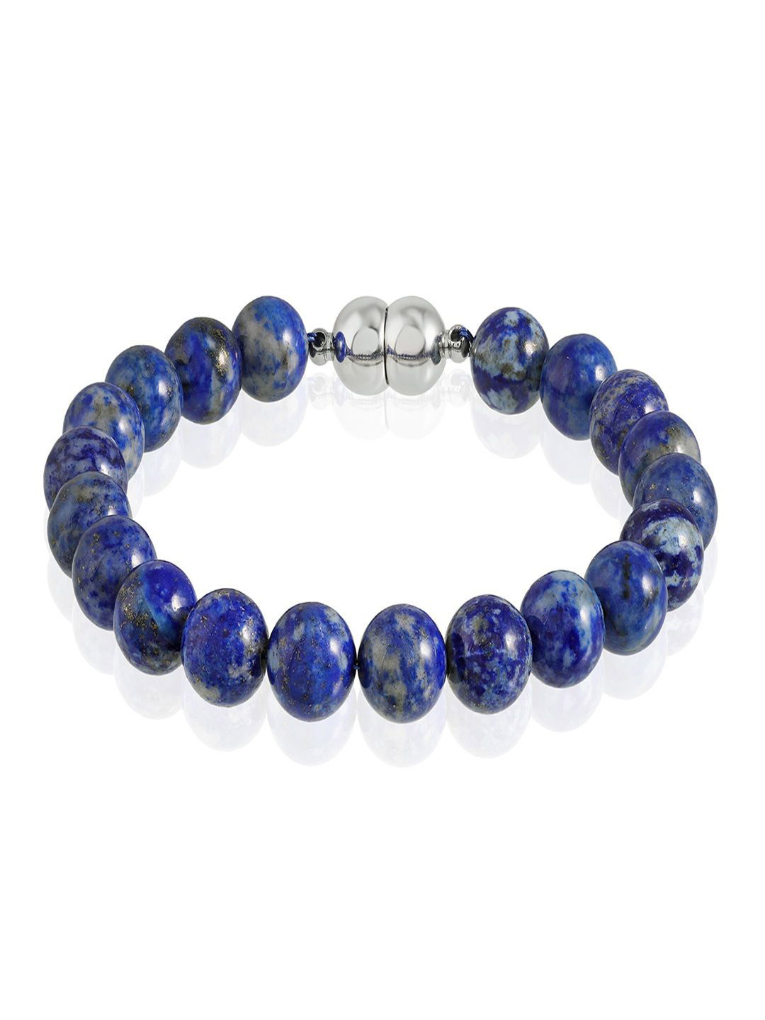 Nirvana Unisex Lapis Lazuli Rhodium-Plated Wraparound Bracelet