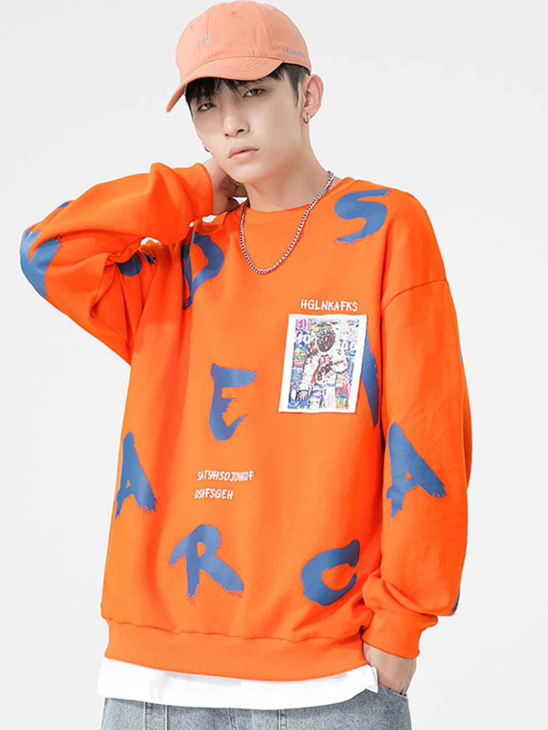 StyleCast x Revolte Men Orange Typography Sweatshirt