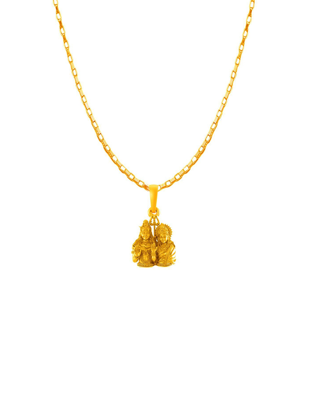 Metronaut 925 Silver 22K Gold-Plated Shiv Parvati Pendants With Curb Chain