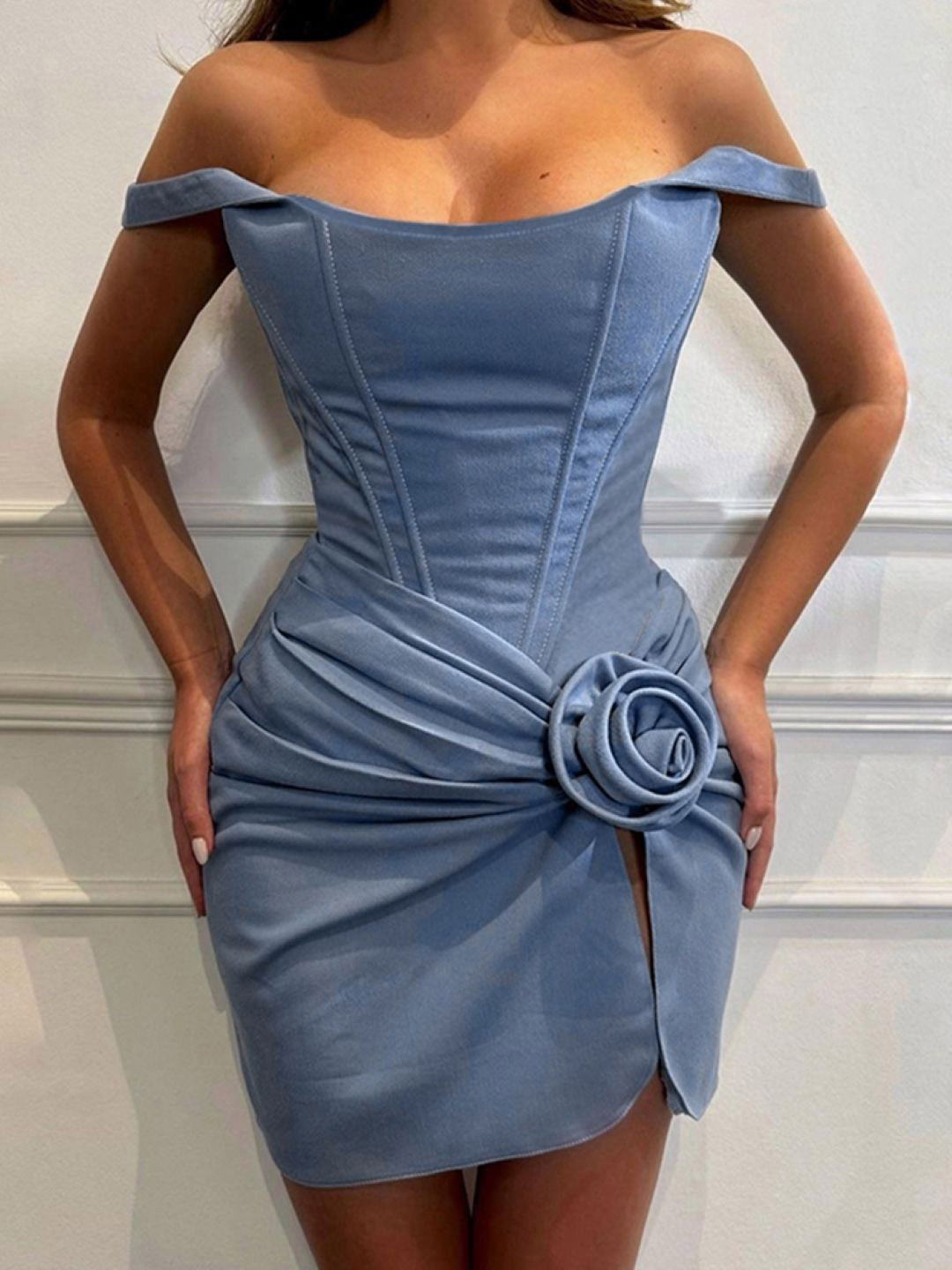 StyleCast Blue Off-Shoulder Bodycon Dress