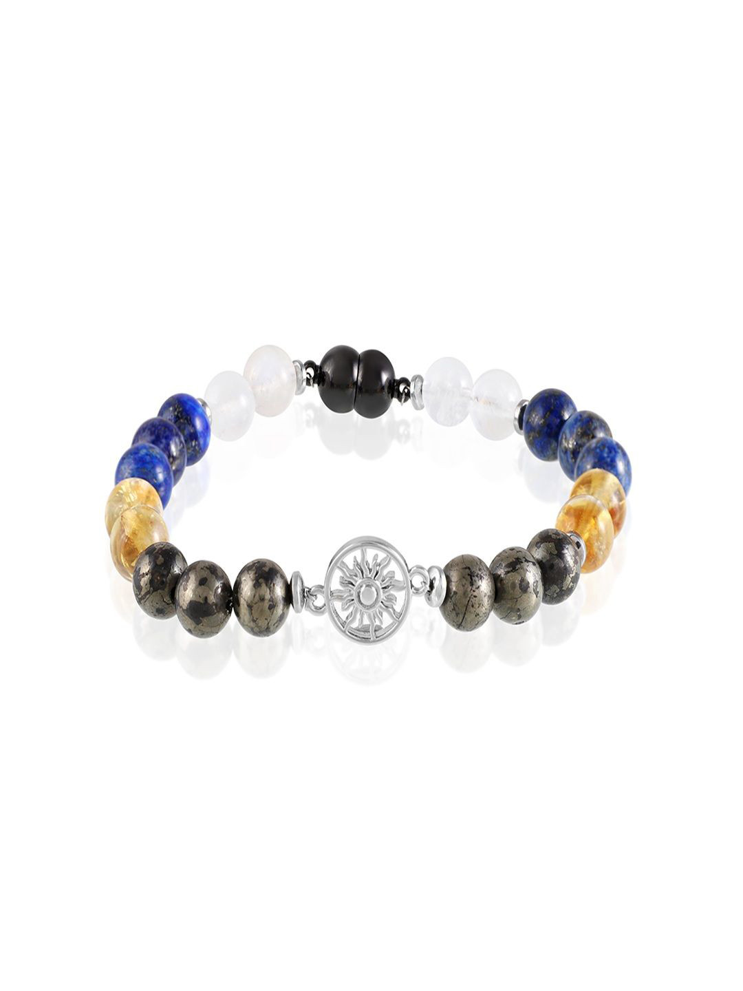 Nirvana Unisex Sterling Silver Lapis Lazuli Handcrafted Rhodium-Plated Wraparound Bracelet