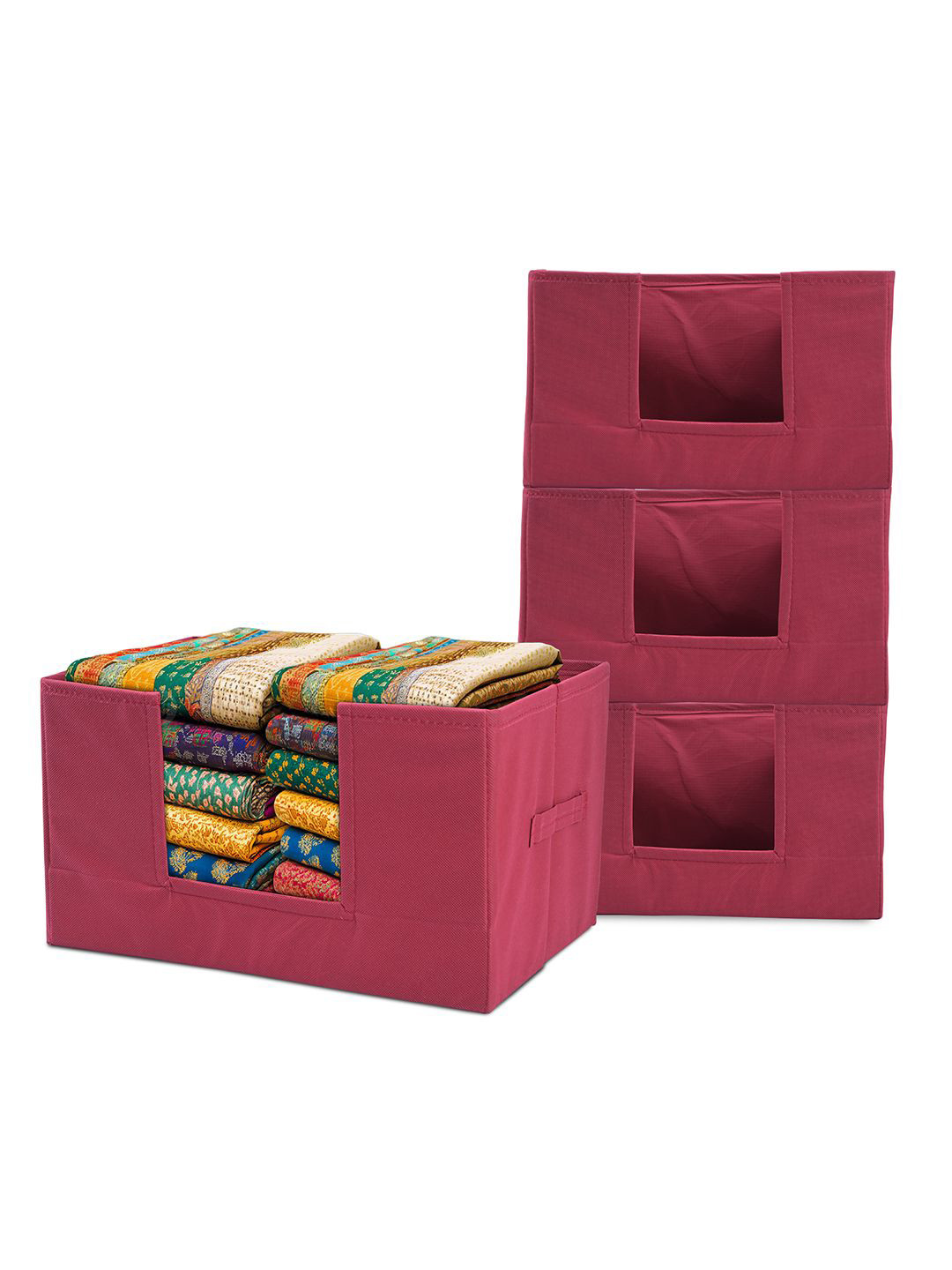 Kuber Industries Maroon 4 Pieces Drawer Organisers