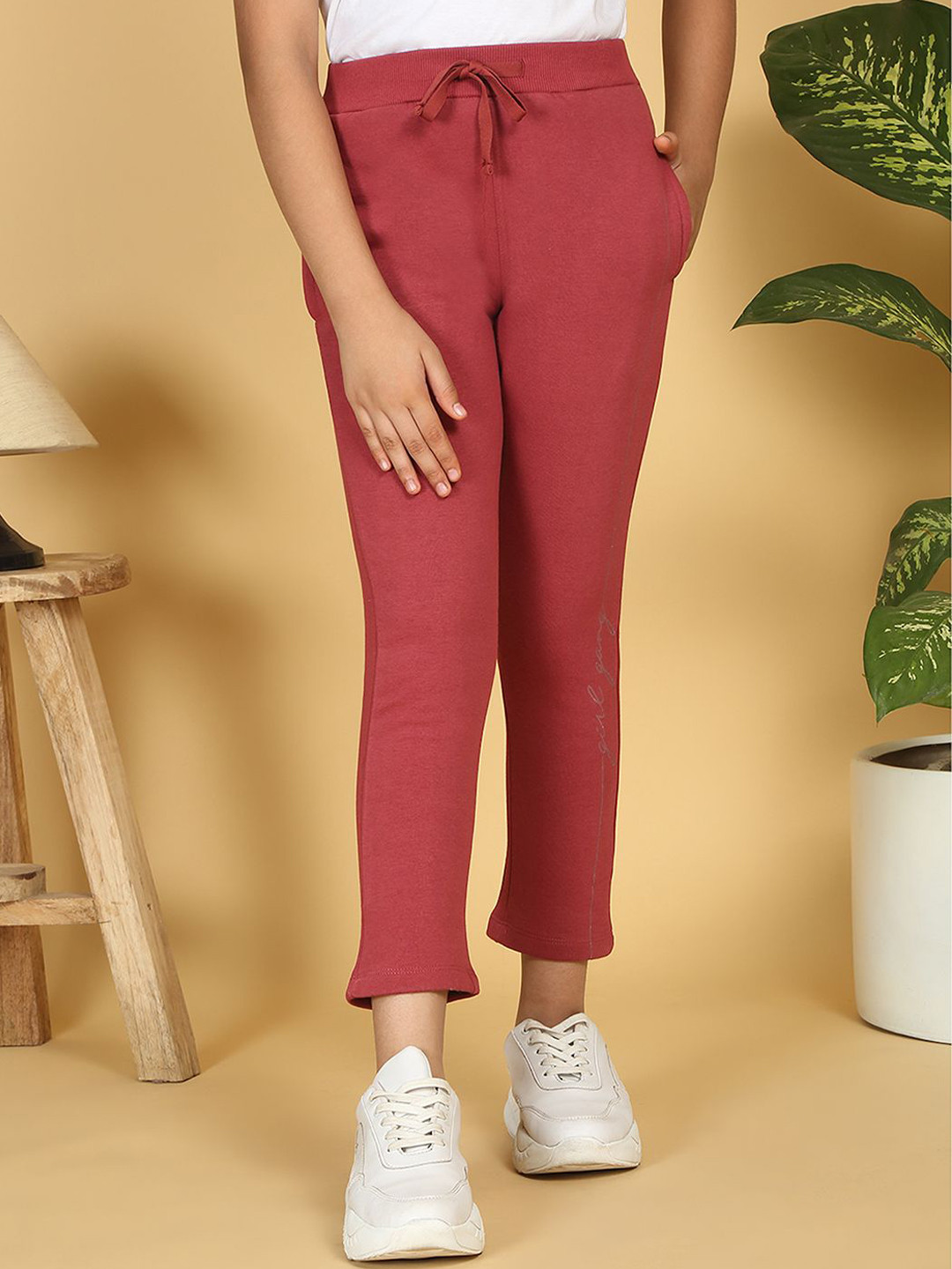 Sweet Dreams Girls Cotton Mid-Rise Breathable Track Pants