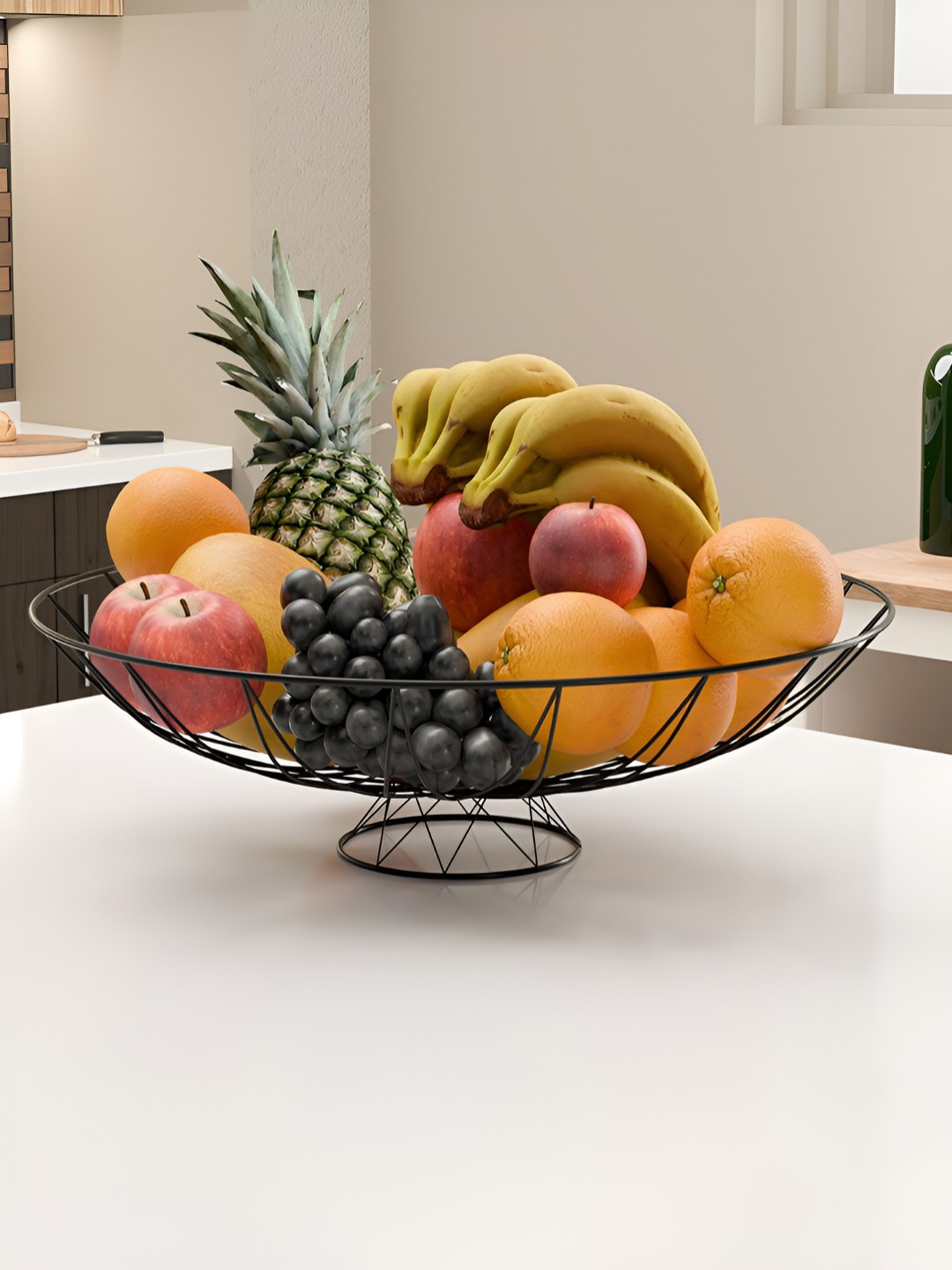 Myntra Elegant Homes Black Dishwasher Safe Fruit & Vegetable Basket Bowl With Stand