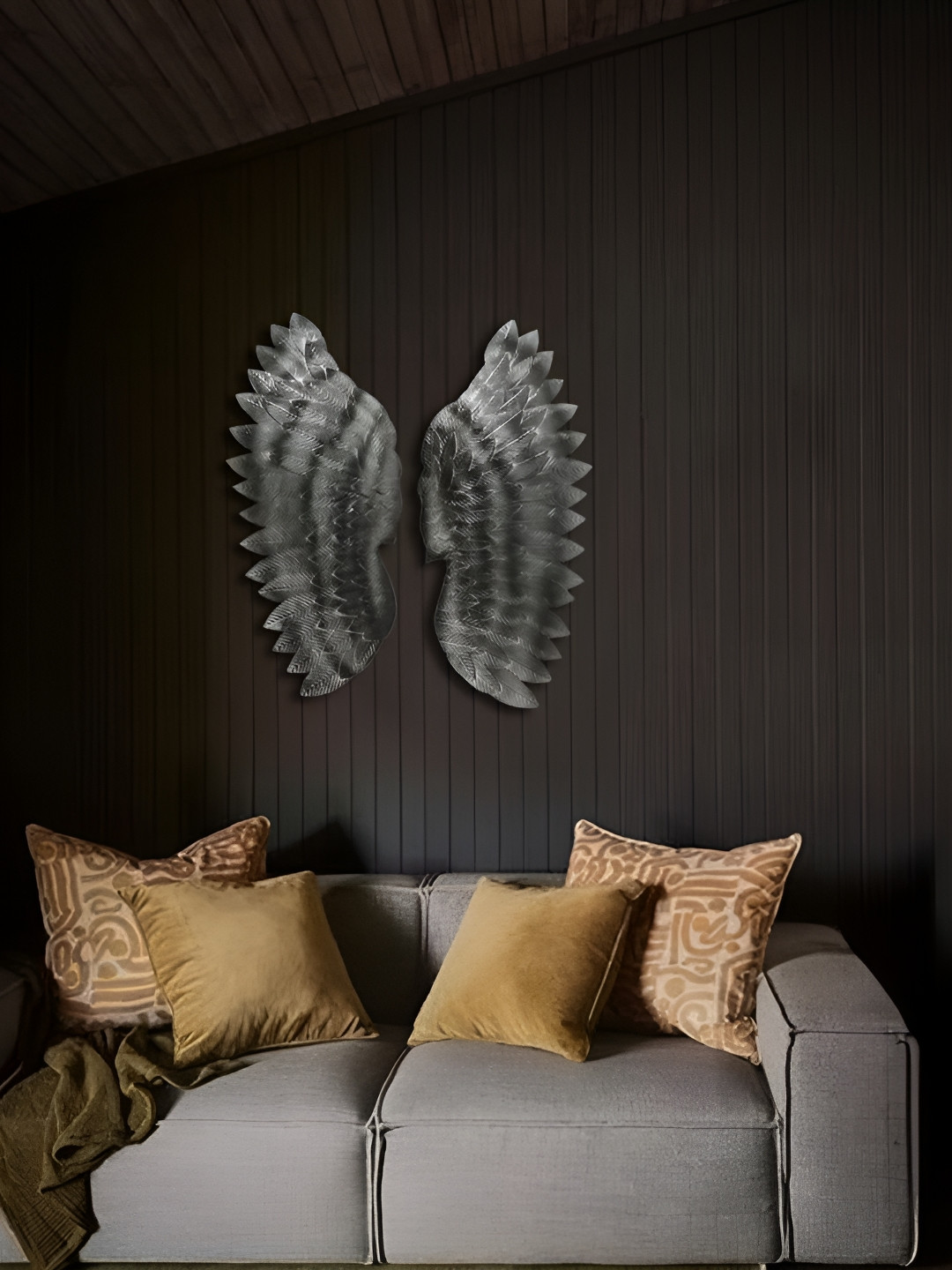 THREADVIBE LIVING Angel Wings Metal Matte Hanging Hall Wall Plates