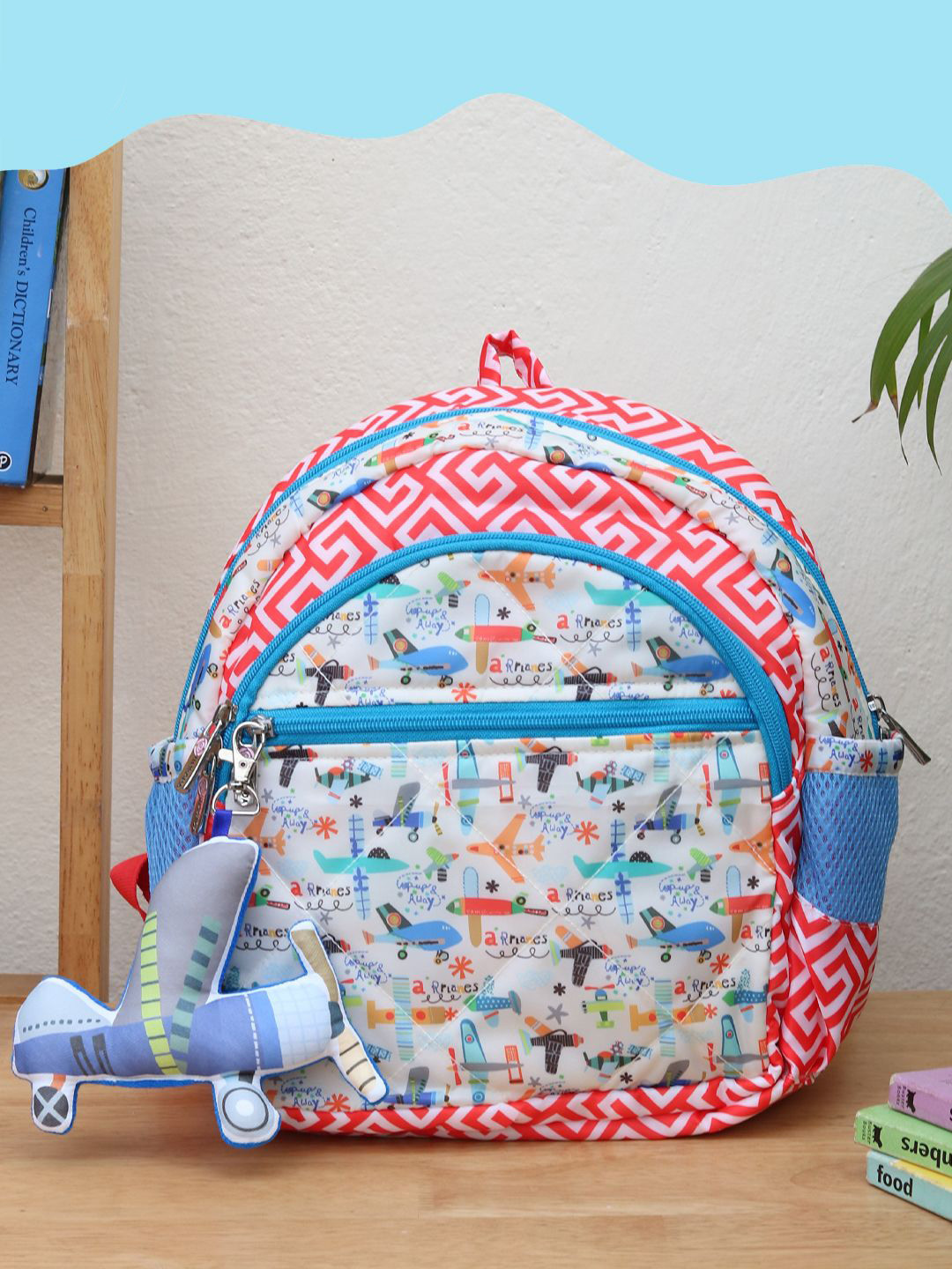 ROSADA Kids Aeroplane Printed Lightweight Waterproof School Bag Backpack 11inch