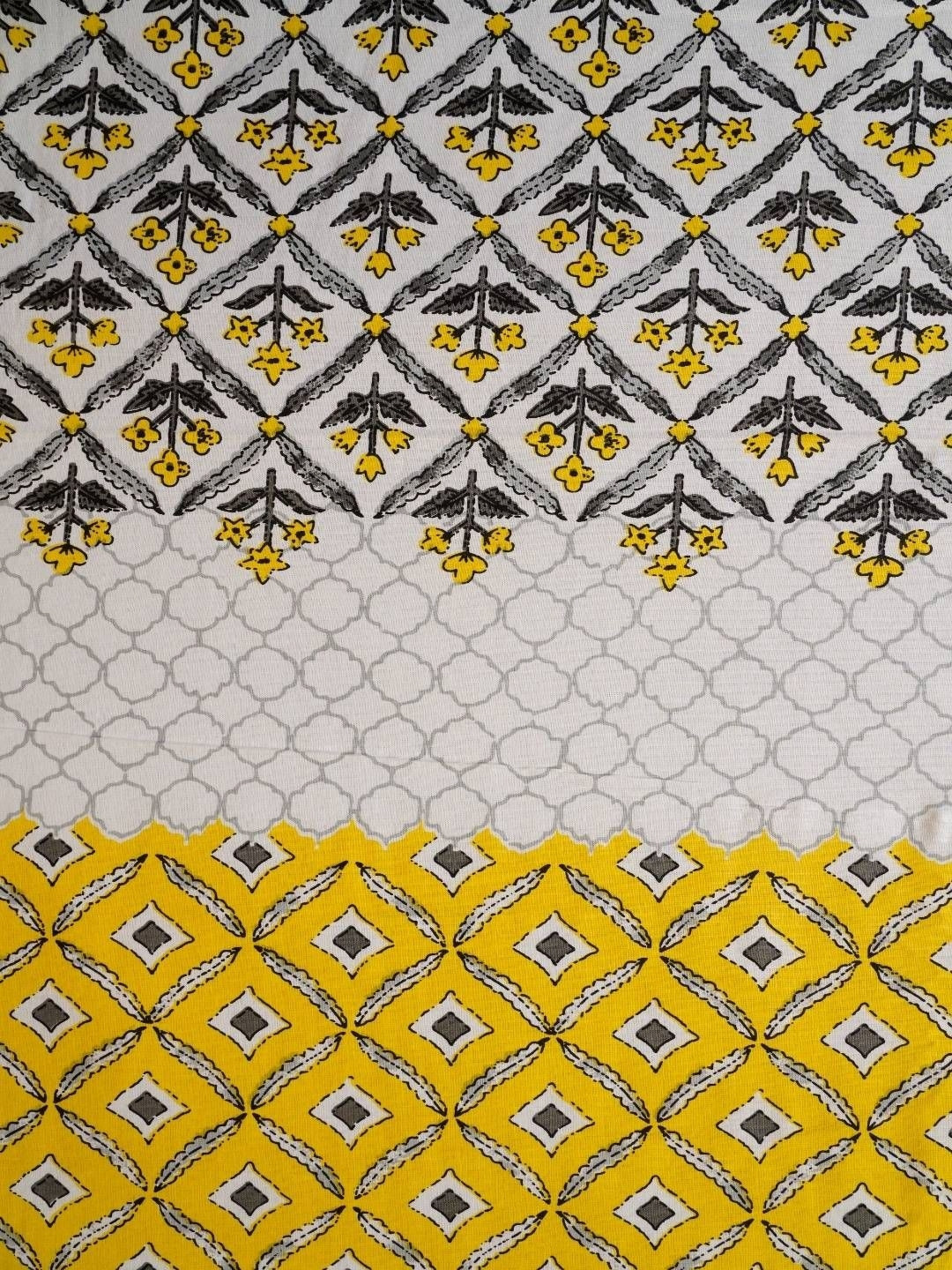 Localkala Yellow Ethnic Motifs Cotton 210 TC King Fine Bedsheet with 2 Pillow Covers-274 x 274 cm