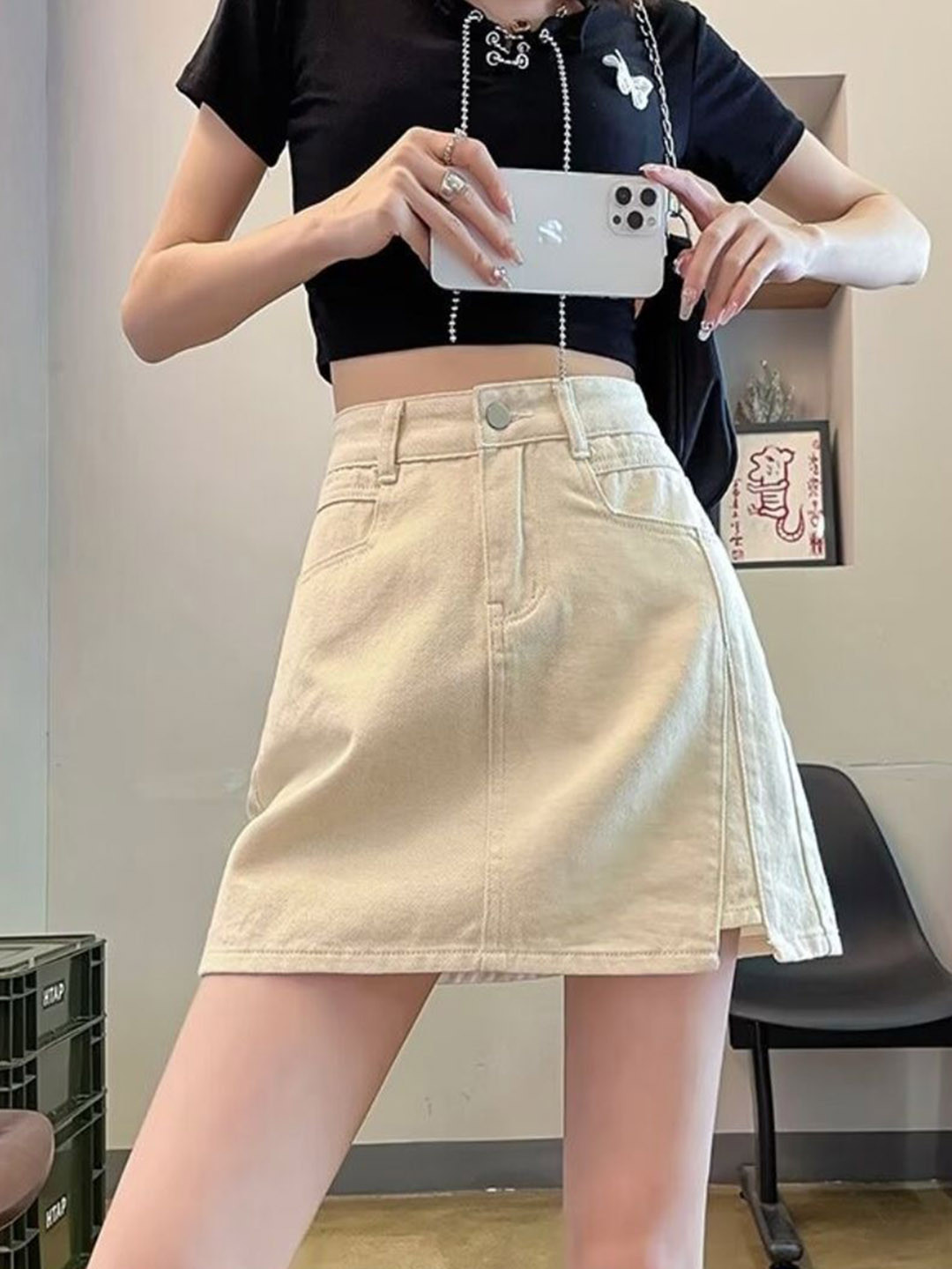 StyleCast A-Line Denim Skirt