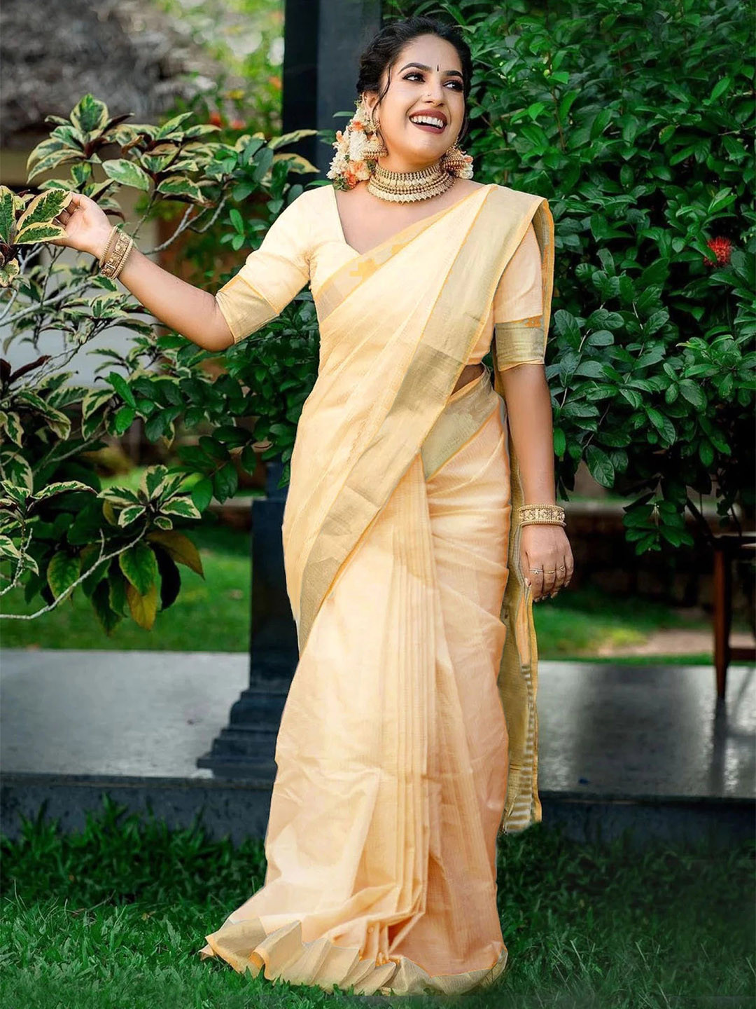 SUPERLAXMI Zari Silk Cotton Designer Kasavu Saree