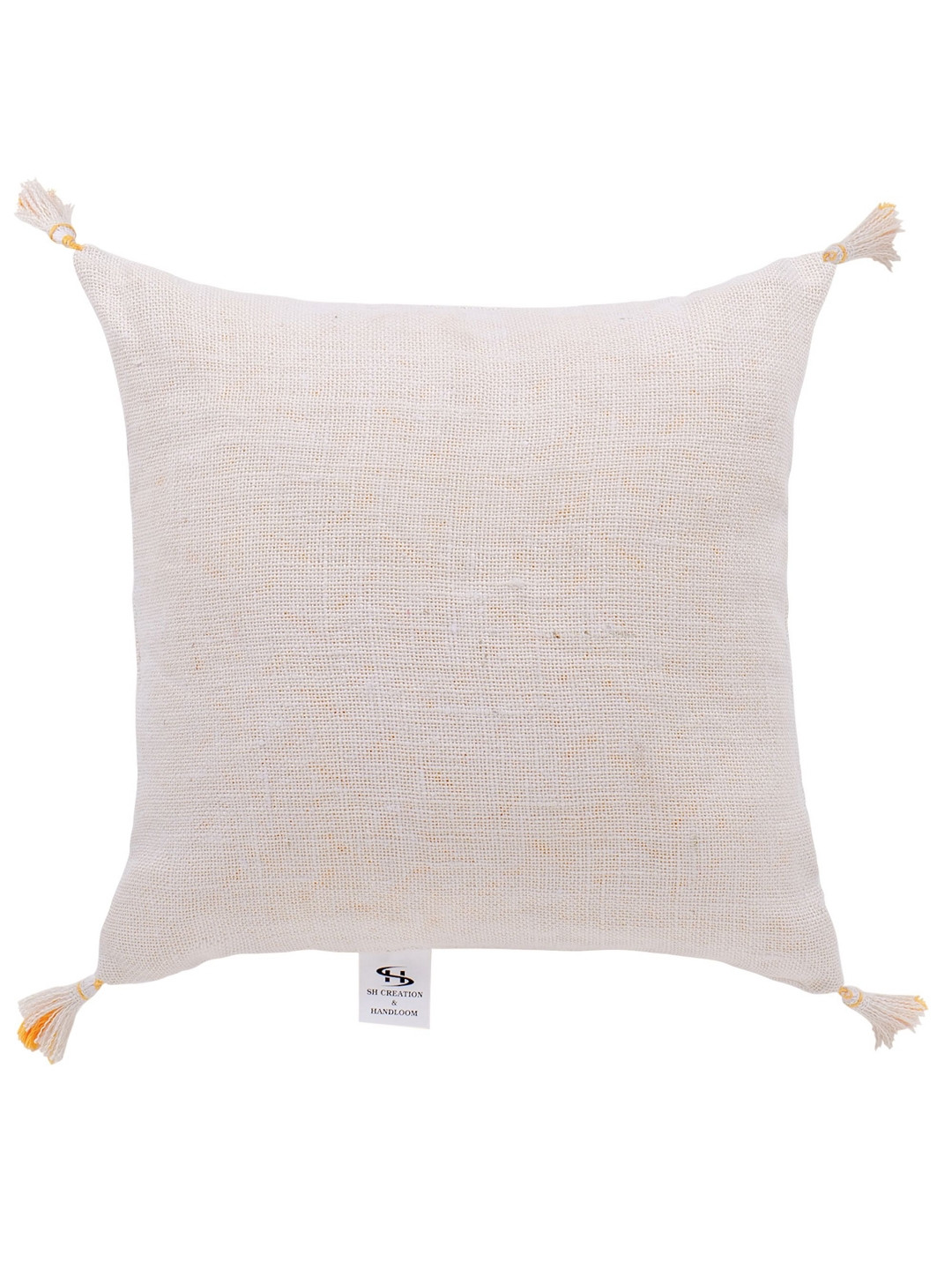 SH Creation and Handlooms Off-White Embroidered Square Decorative Cushion