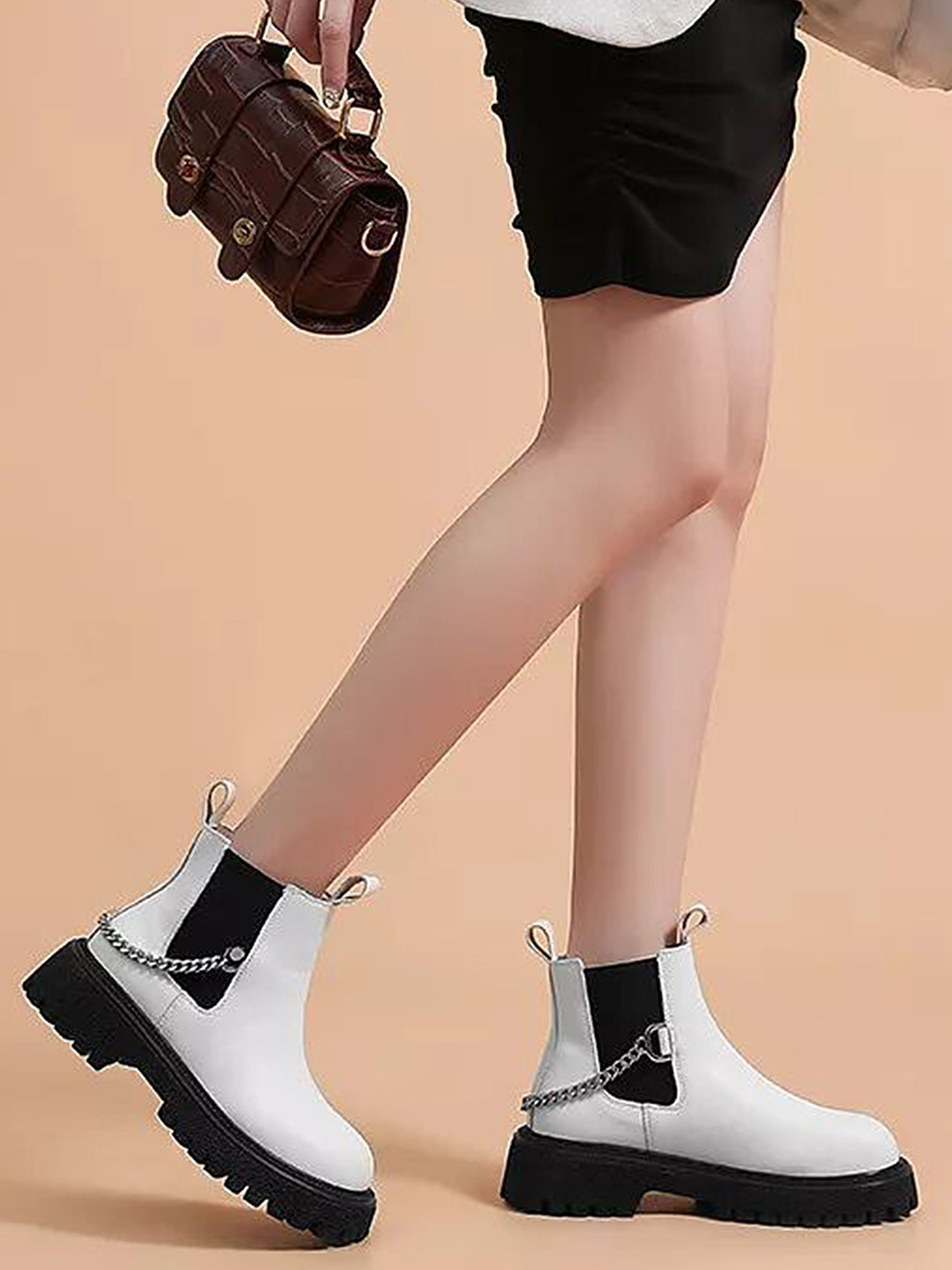 LULU & SKY Women Chain Detail Chelsea Boots