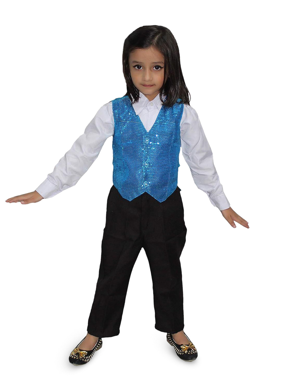 Kaku Fancy dresses Girls Embellished V-Neck Waistcoat