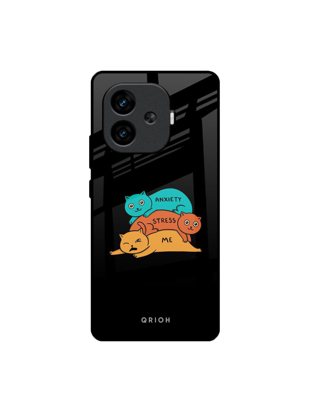 QRIOH Cartoon Characters Anxiety Stress Real Glass Case for iQOO Neo 10R 5G Back Case