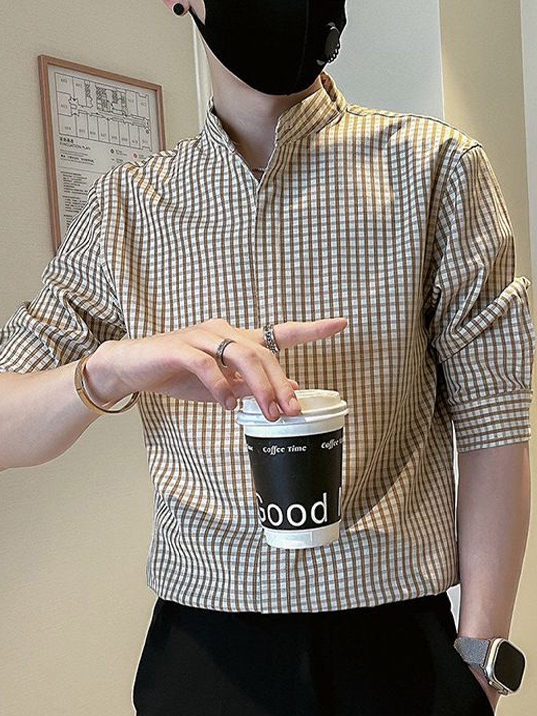 StyleCast Men Brown Gingham Checks Casual Shirt