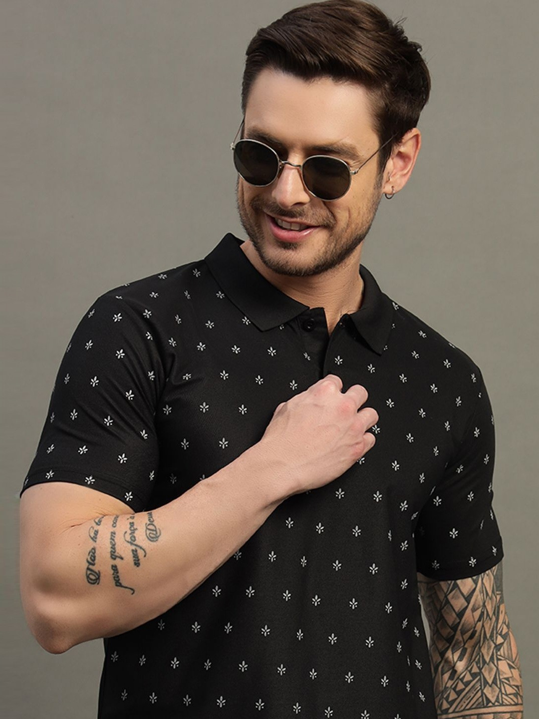 TIMBER HITCH Men Printed Polo Collar T-shirt