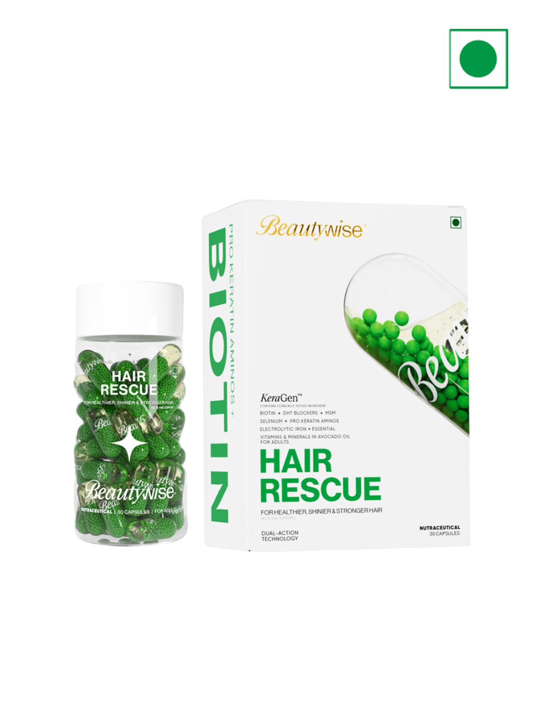 Beautywise Dual Action Hair Rescue With Biotin & Keratin - 30 Capsules
