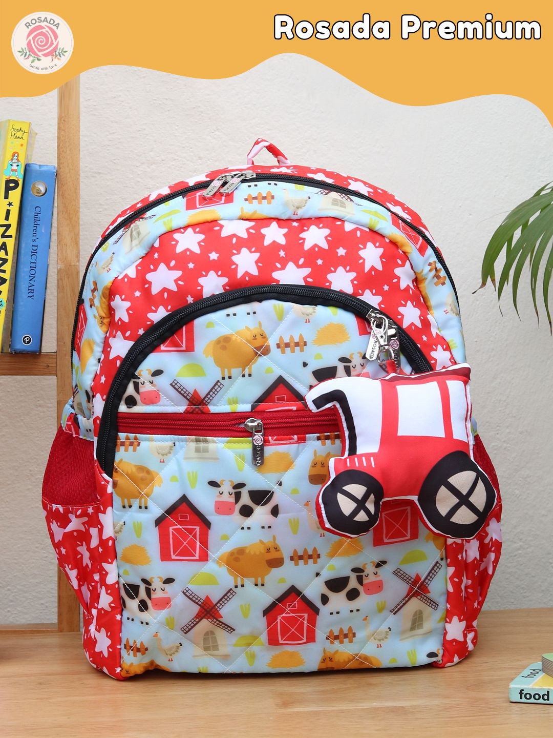 ROSADA Kids Farm Animal Printed Lightweight Waterproof School Bag Backpack 14inch