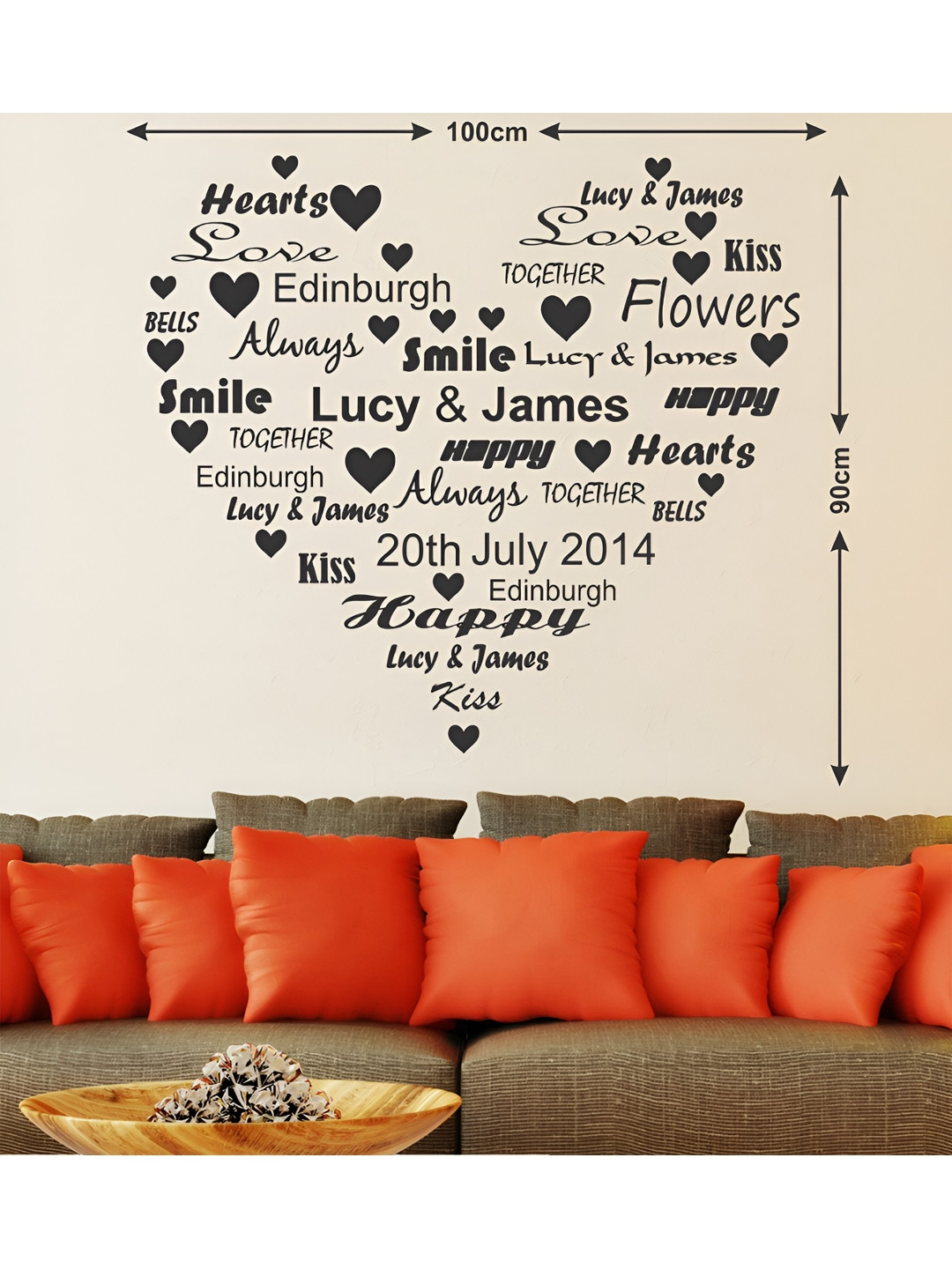 LANSTICK Black Beautiful Love Doodle Printed Self-Adhesive WallStickers