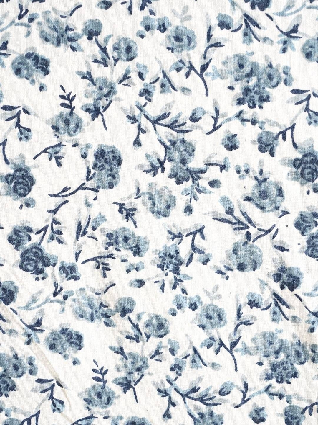 Localkala Navika Grey Floral Cotton 210 TC King Fine Bedsheet with 2 Pillow Covers-90 x 108 inches