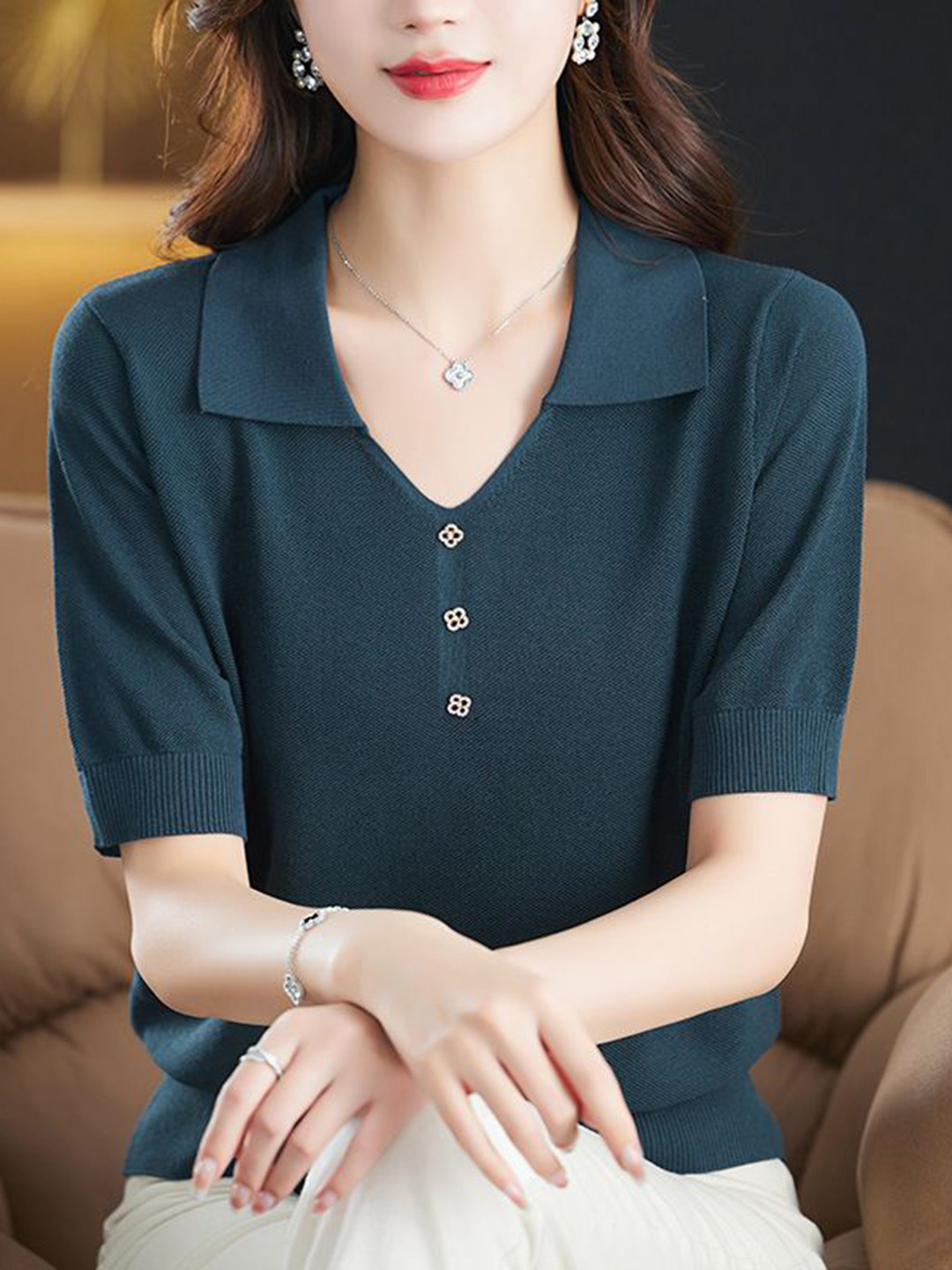 StyleCast Women V-Neck Regular Fit T-shirt