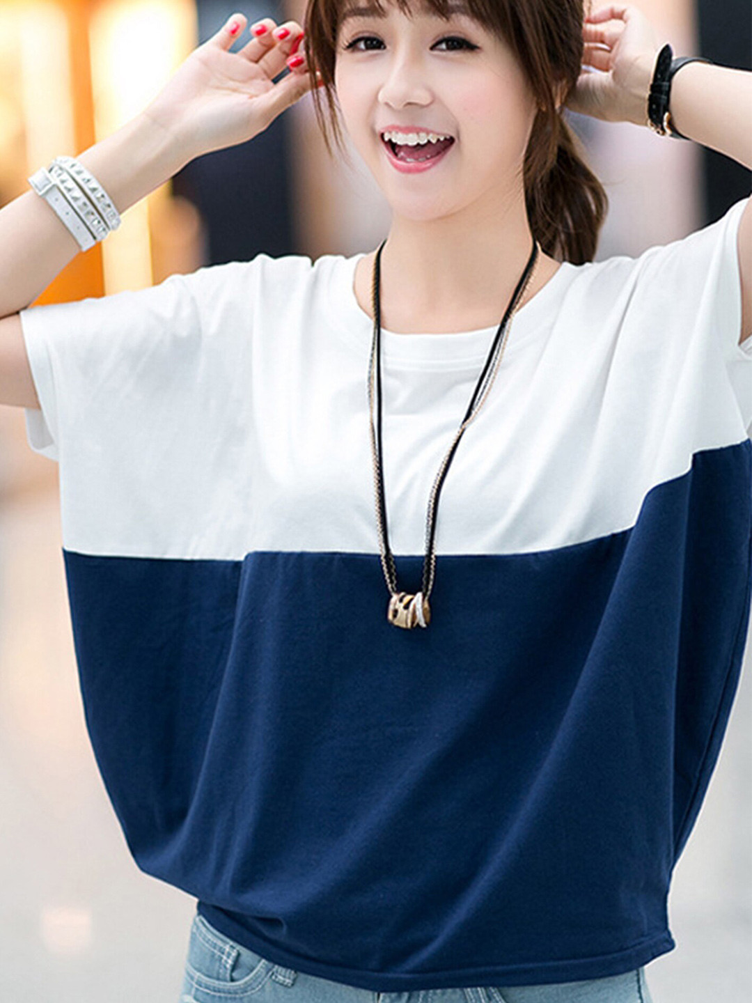 LULU & SKY Colourblocked Blouson Top - Casual Wear