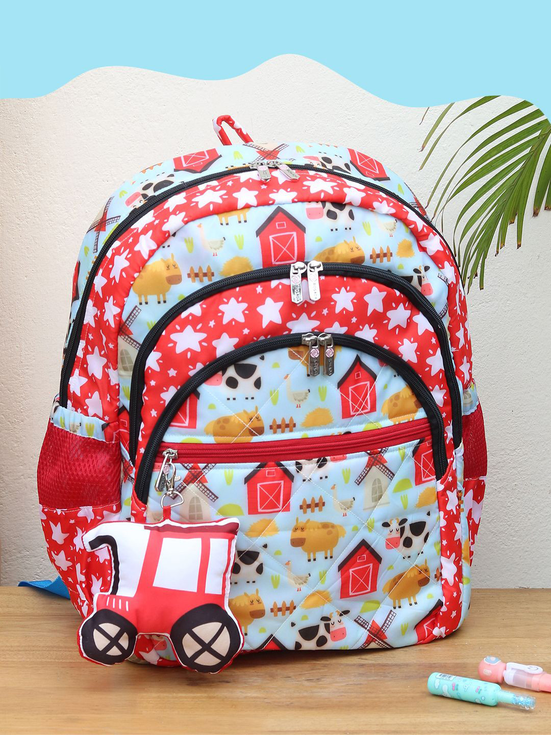 ROSADA Kids Farm Animal Printed Lightweight Waterproof School Bag Backpack 17inch