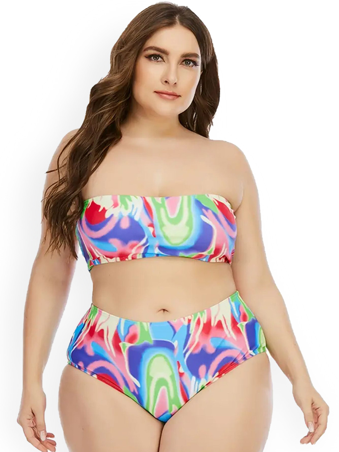 LULU & SKY Plus Size Bikini Tube Top & Bottoms