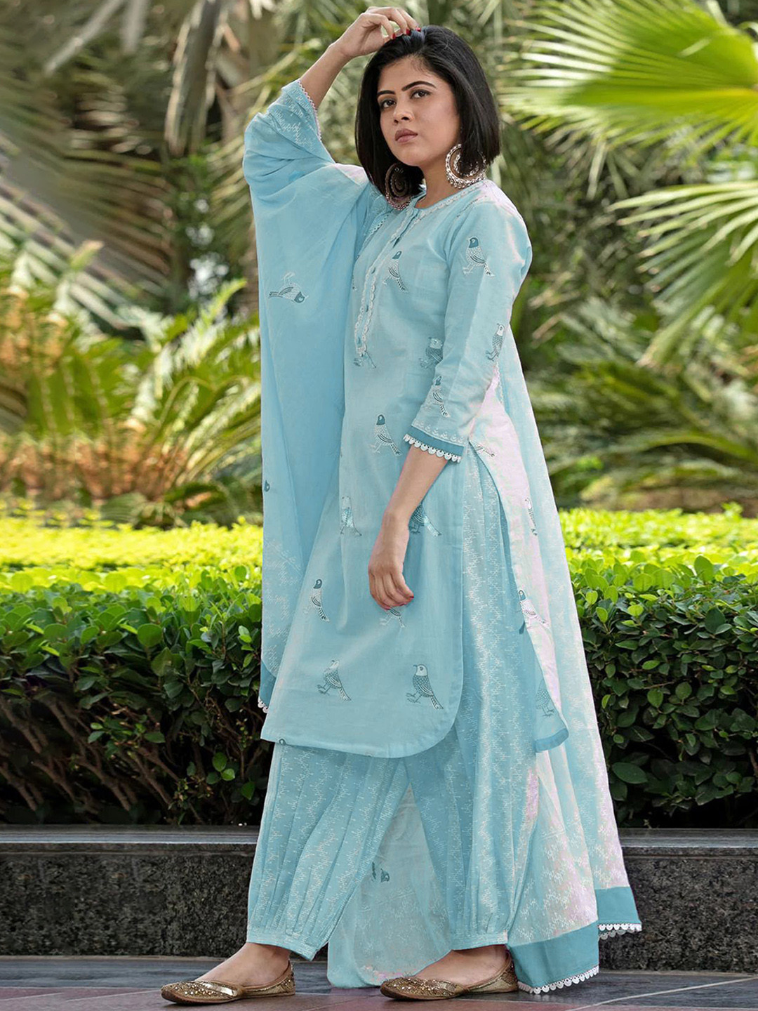 Anni Designer Women Ethnic Motifs Embroidered Straight Kurta with Harem Pant & Dupatta