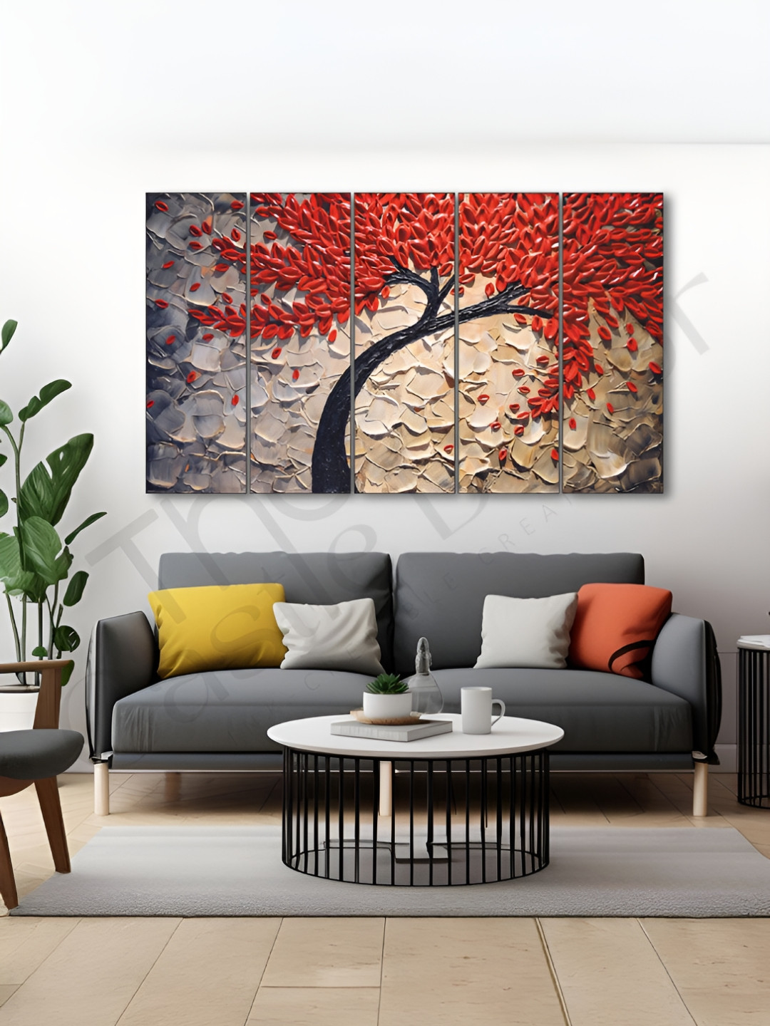 The Castle Decor Red & Grey Wood Floral And Botanical Wall Photographs