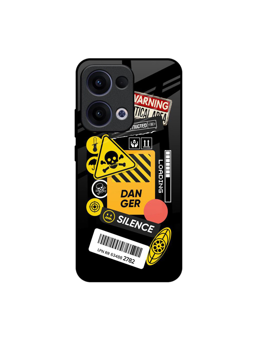 QRIOH Danger Signs Glass Oppo Reno13 5G Back Case