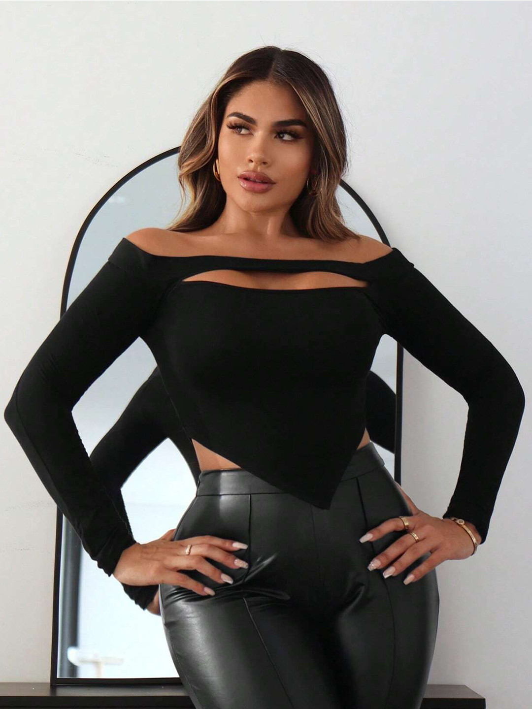 StyleCast Women Cut Out Bardot Top