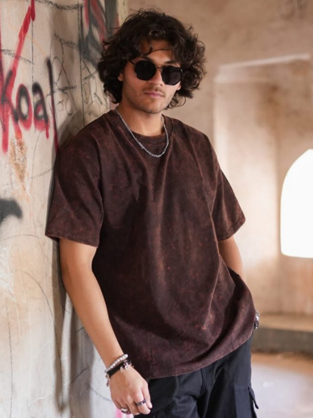 Men's Casual Round Neck Washed Effect T-shirt