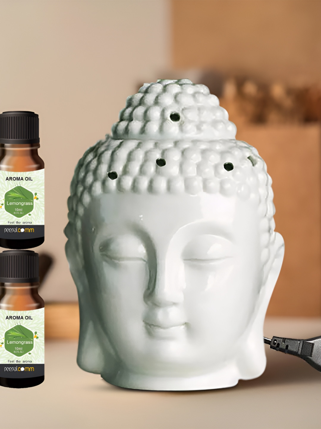 PEEPALCOMM White Textured Buddha Electric Aroma Oil Diffuser