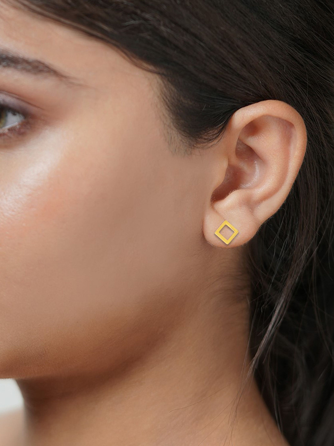 BHIMA 22K BIS Hallmark 916 Purity Yellow Gold Square Matte Gold Stud Earrings