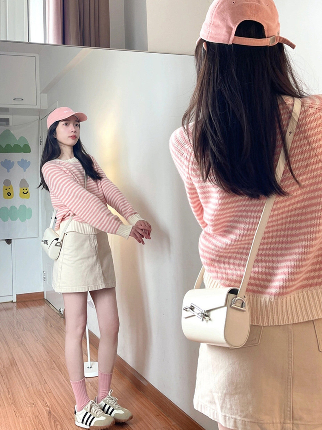 StyleCast Women Striped Round Neck Long Sleeves Pullover Sweaters