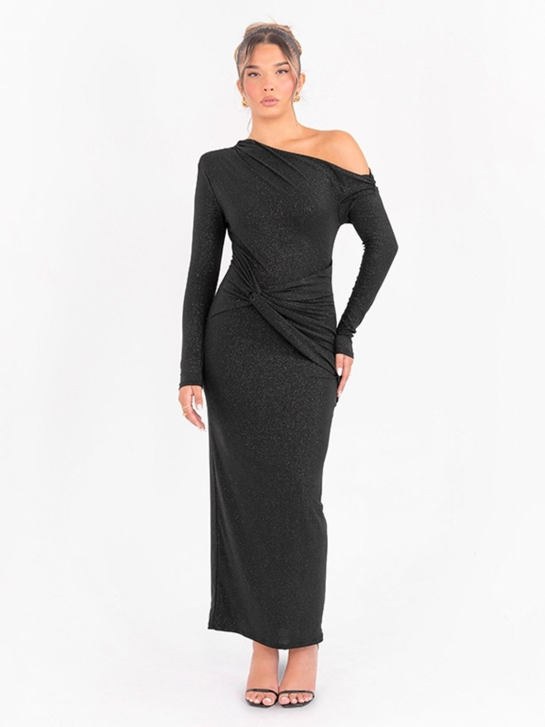 KPOP Woman One Shoulder Bodycon Maxi Dress