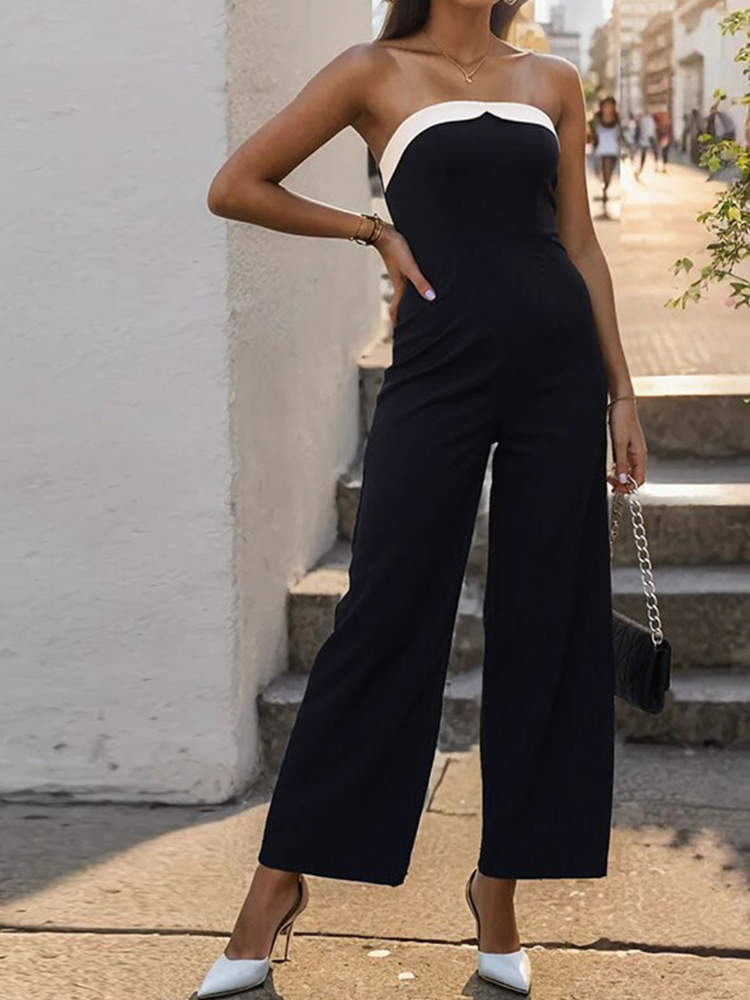 StyleCast x Revolte Black Strapless Sleeveless Basic Jumpsuit
