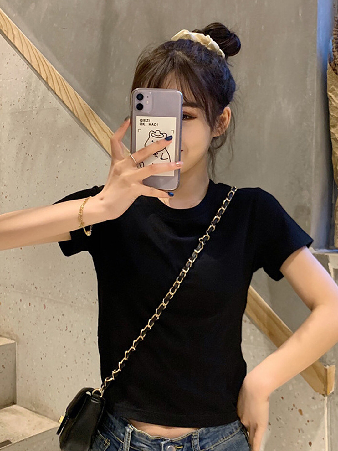 LULU & SKY Bow Detailed Round Neck Top