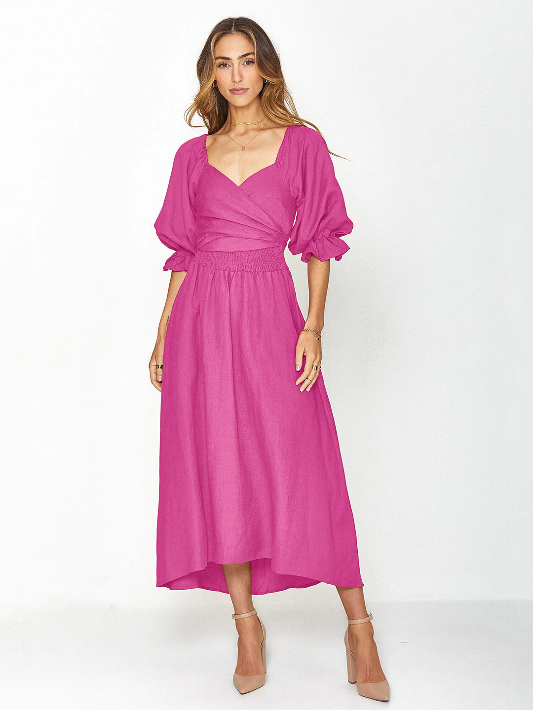 StyleCast Pink Puff Sleeve Maxi Dress