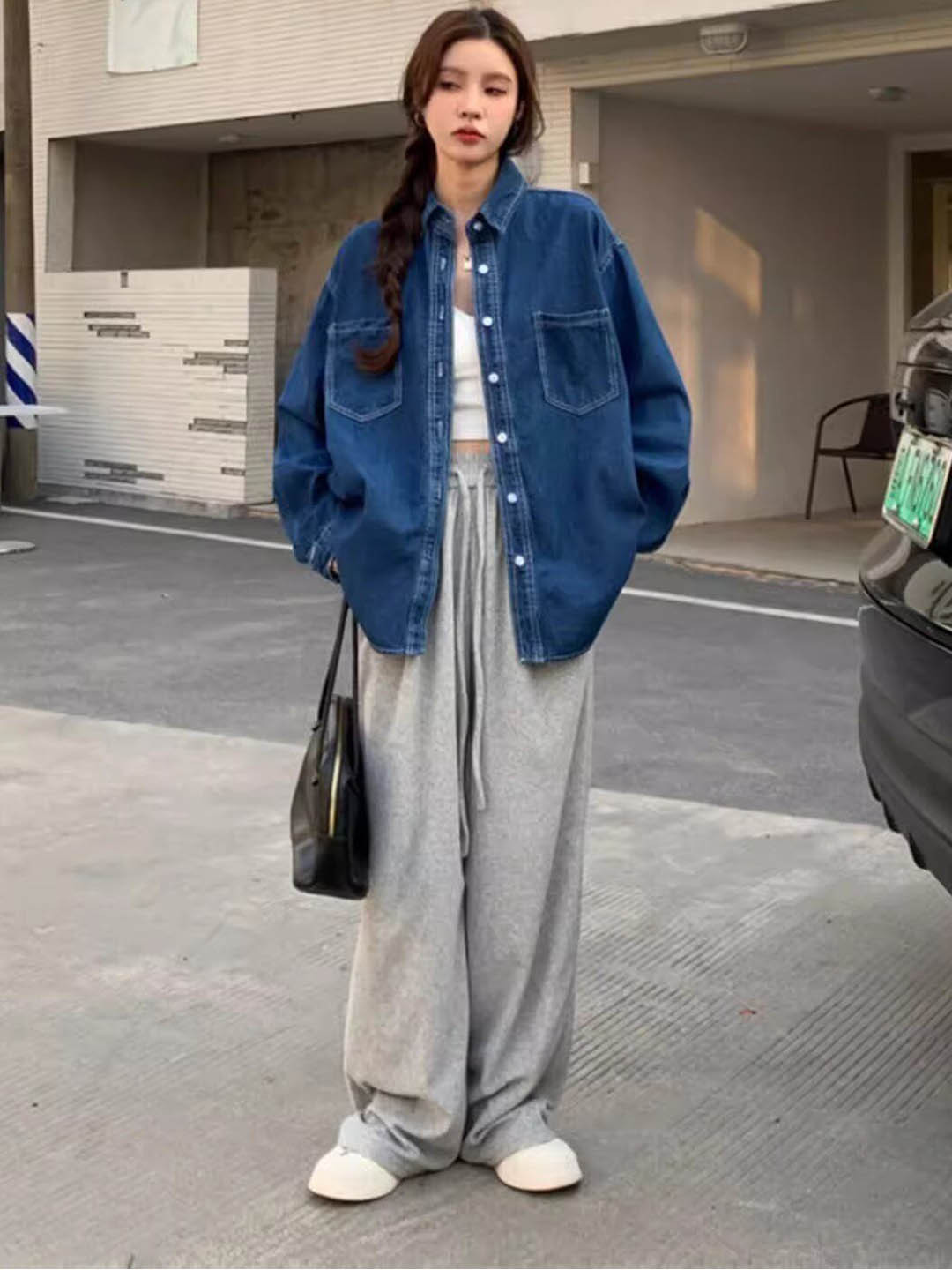StyleCast Women Outdoor Denim Jacket with Patchwork
