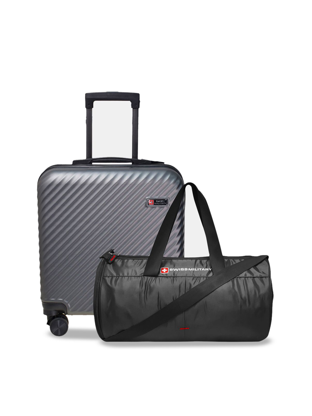 SWISS MILITARY Set Of 2 Dusky Textured Hard-Sided Cabin Luggage Trolley & Duffle Bag